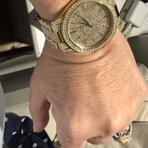 Like NEW! Michael Kors gold-tone “Slim Runway” Pave’ series! Originally $495!!! - Picture 7 of 10